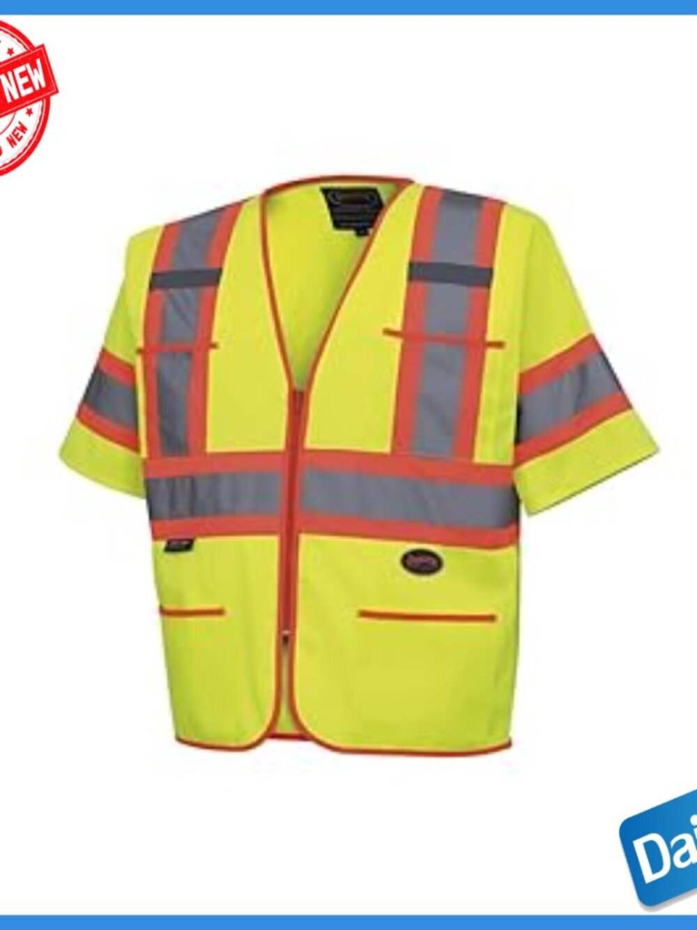 Class 3 Safety Vest with Sleeves, Pockets, Reflective Tape, Medium